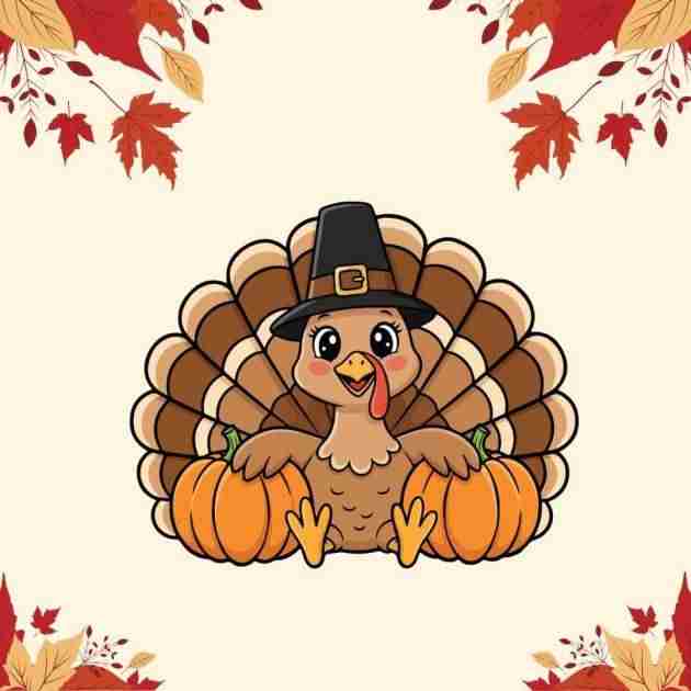 baby thanksgiving turkey with pumpkins