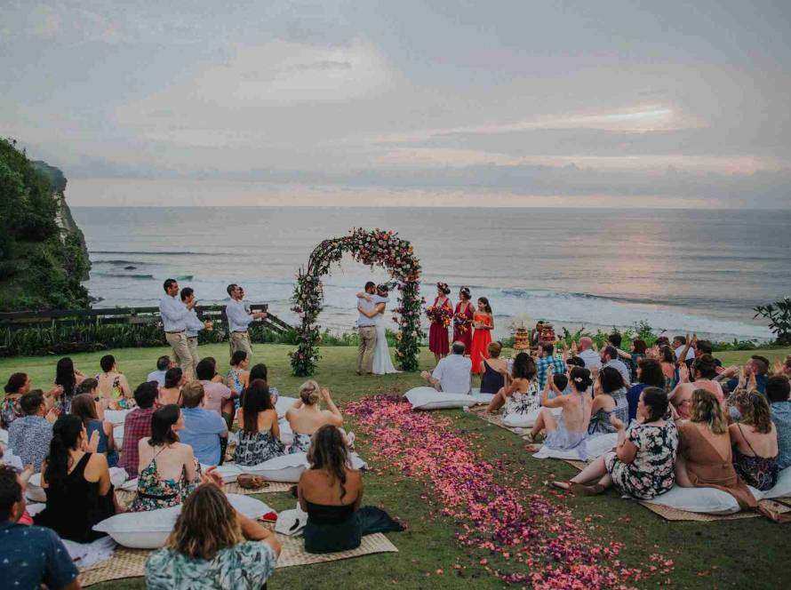 Destination outdoor wedding with picnic theme