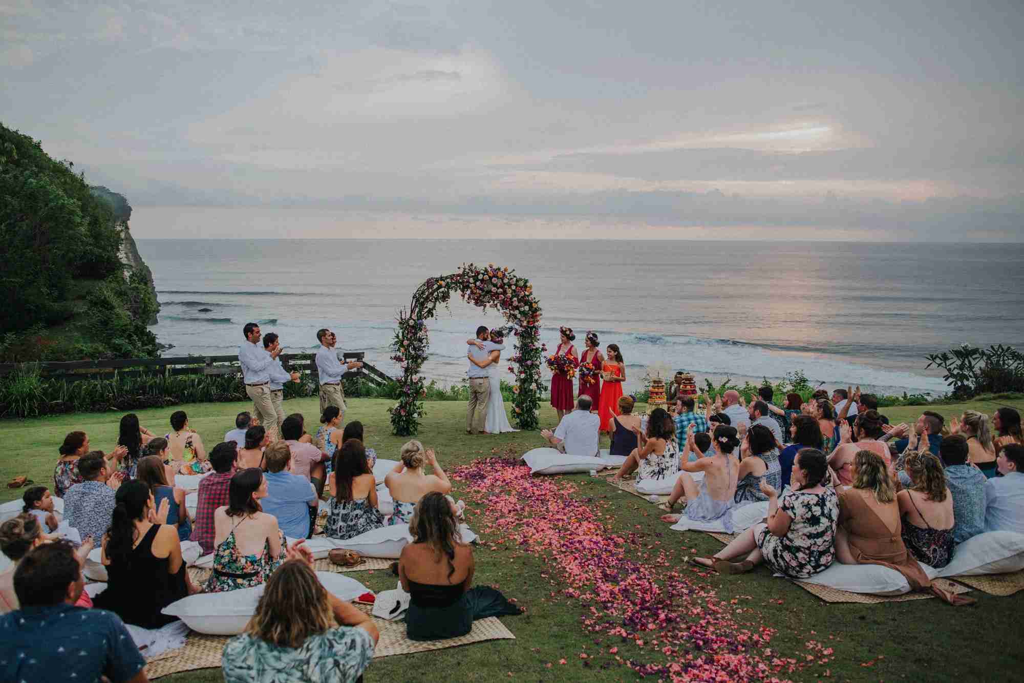 Destination outdoor wedding with picnic theme