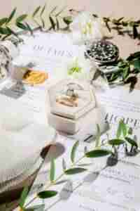 wedding invitations with ring box and watch