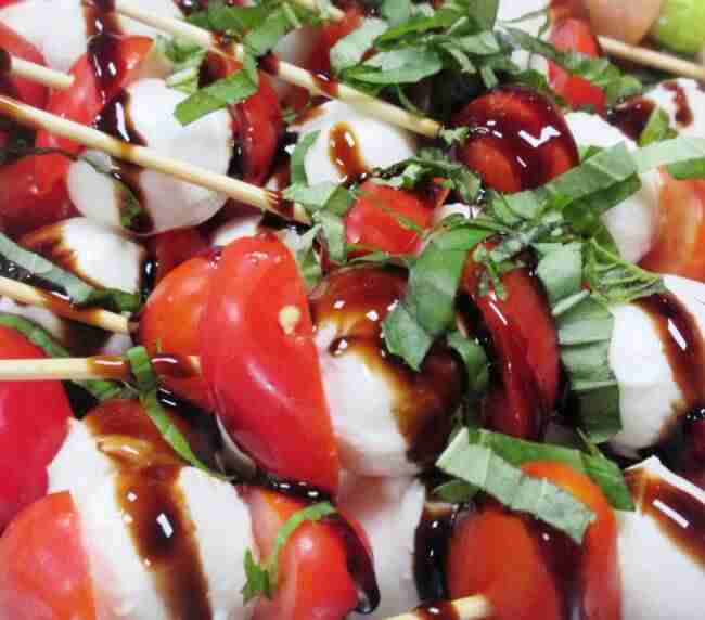 caprese skewers hors d'oeuvres displays