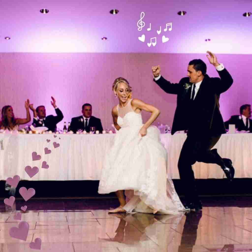 bride and groom on dance floor at 2025 wedding reception