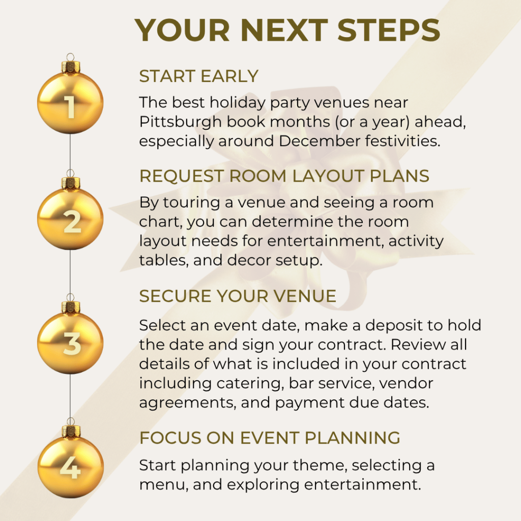 steps for selecting a holiday party venue near Pittsburgh