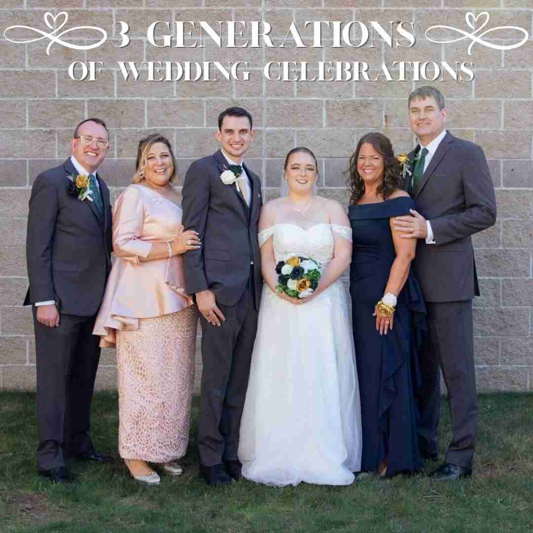 Wedding photo of three generations who were married at The Fez