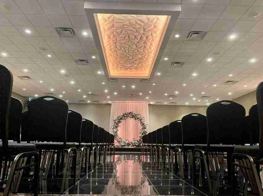 pastel floral wedding ceremony aisle