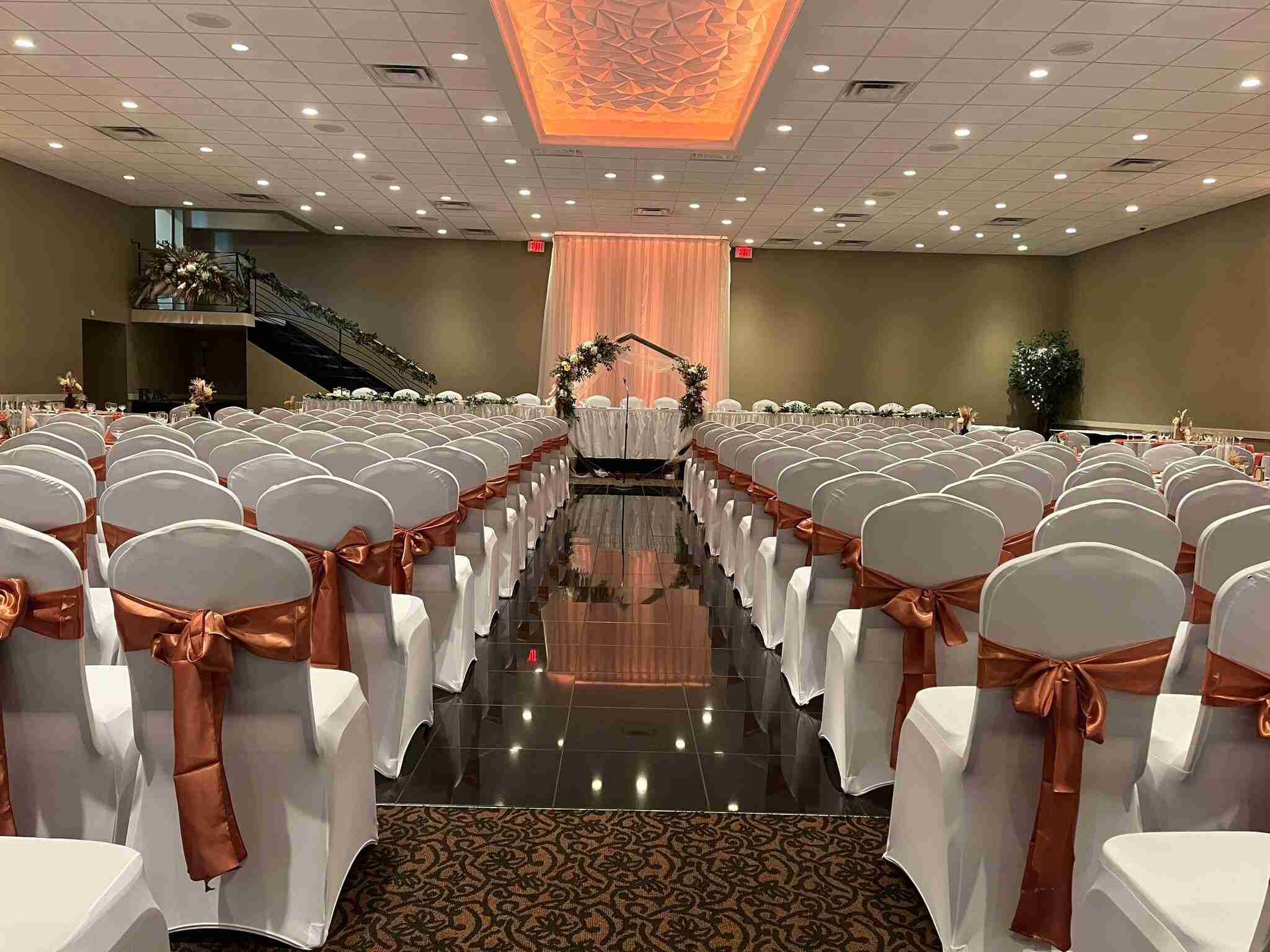 terracotta chair sashes for wedding ceremony