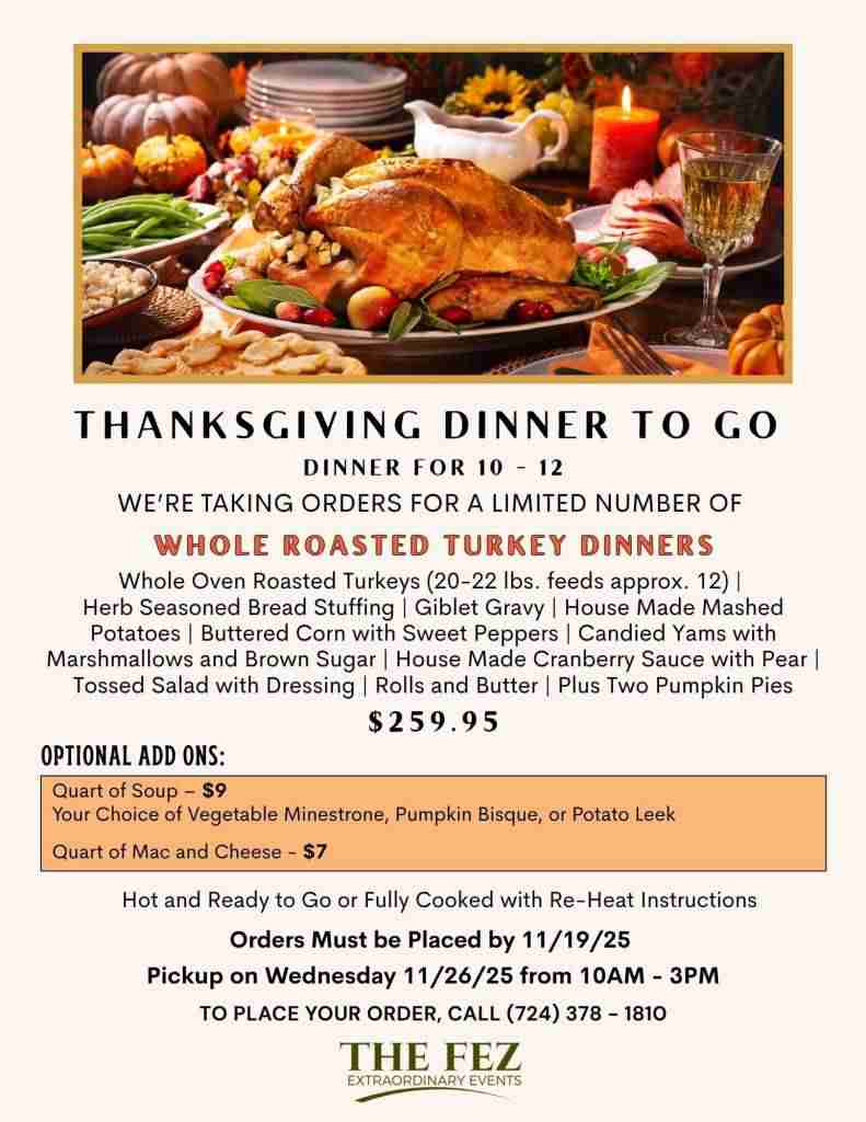 2025 thanksgiving dinner to go menu