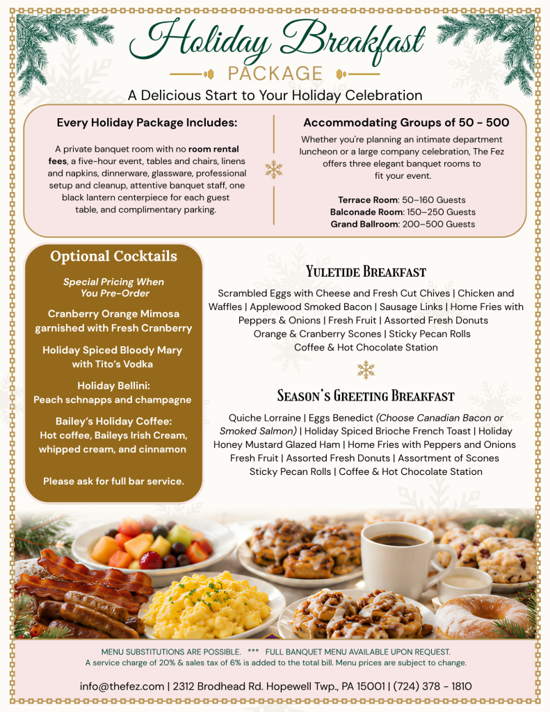 The Fez 2026 Holiday Breakfast menu