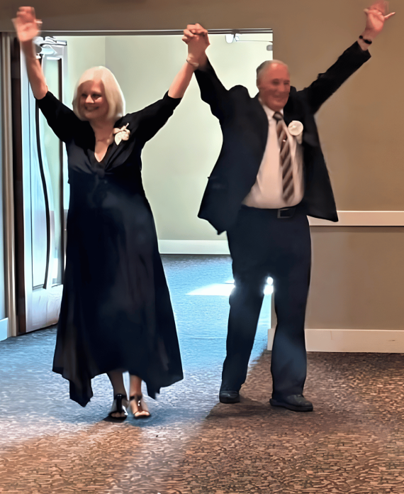 Jim and Missy make their Golden Anniversary party grand entrance