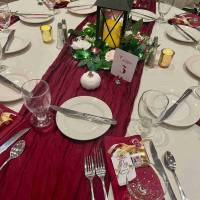 burgundy cheesecloth table runner