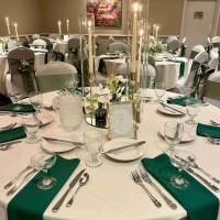 Candlelit emerald tabletops